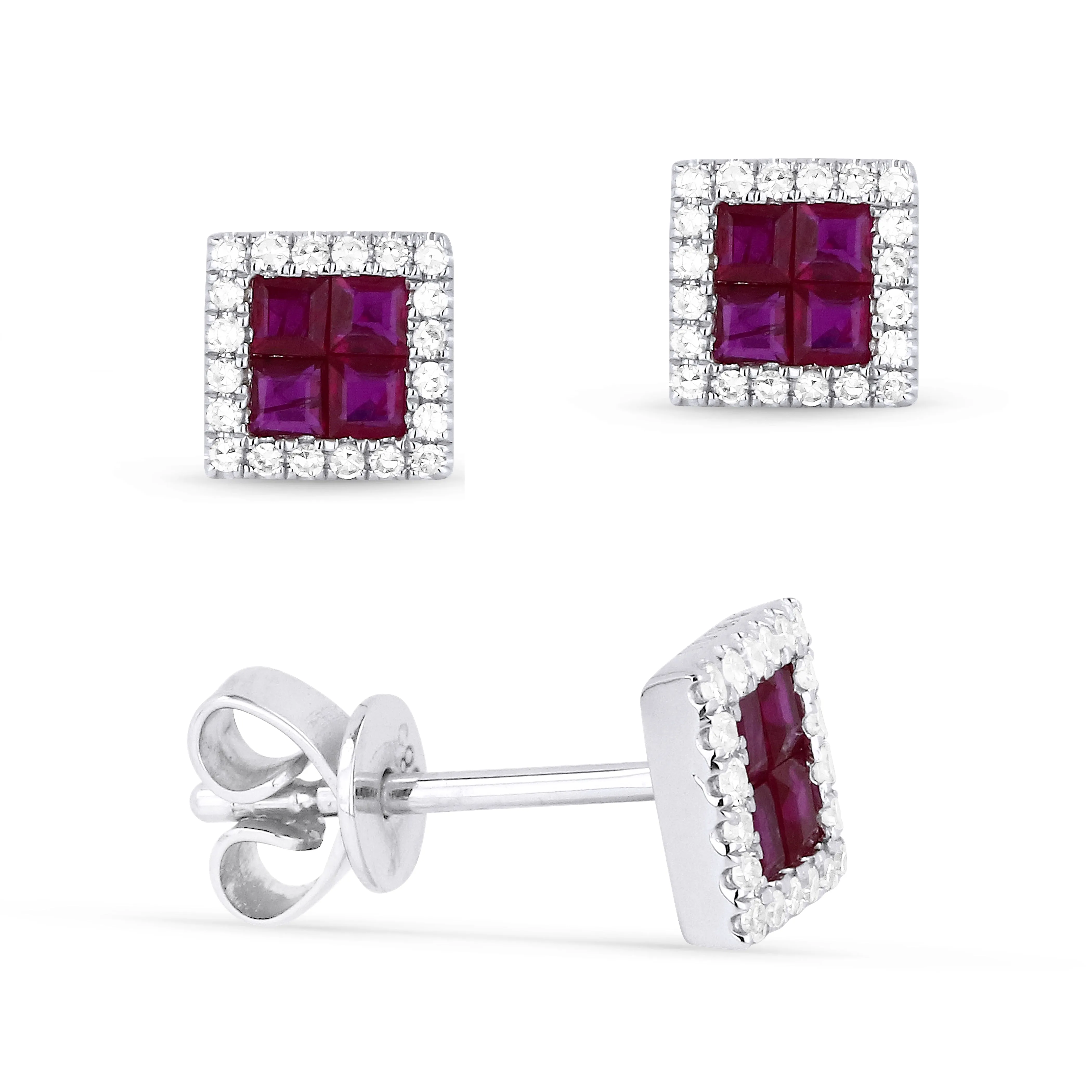 0.40Ct Ruby Stud Earrings In 14K White Gold