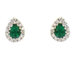 0.72carat Pear Shape Green Emerald Diamond Stud Earrings