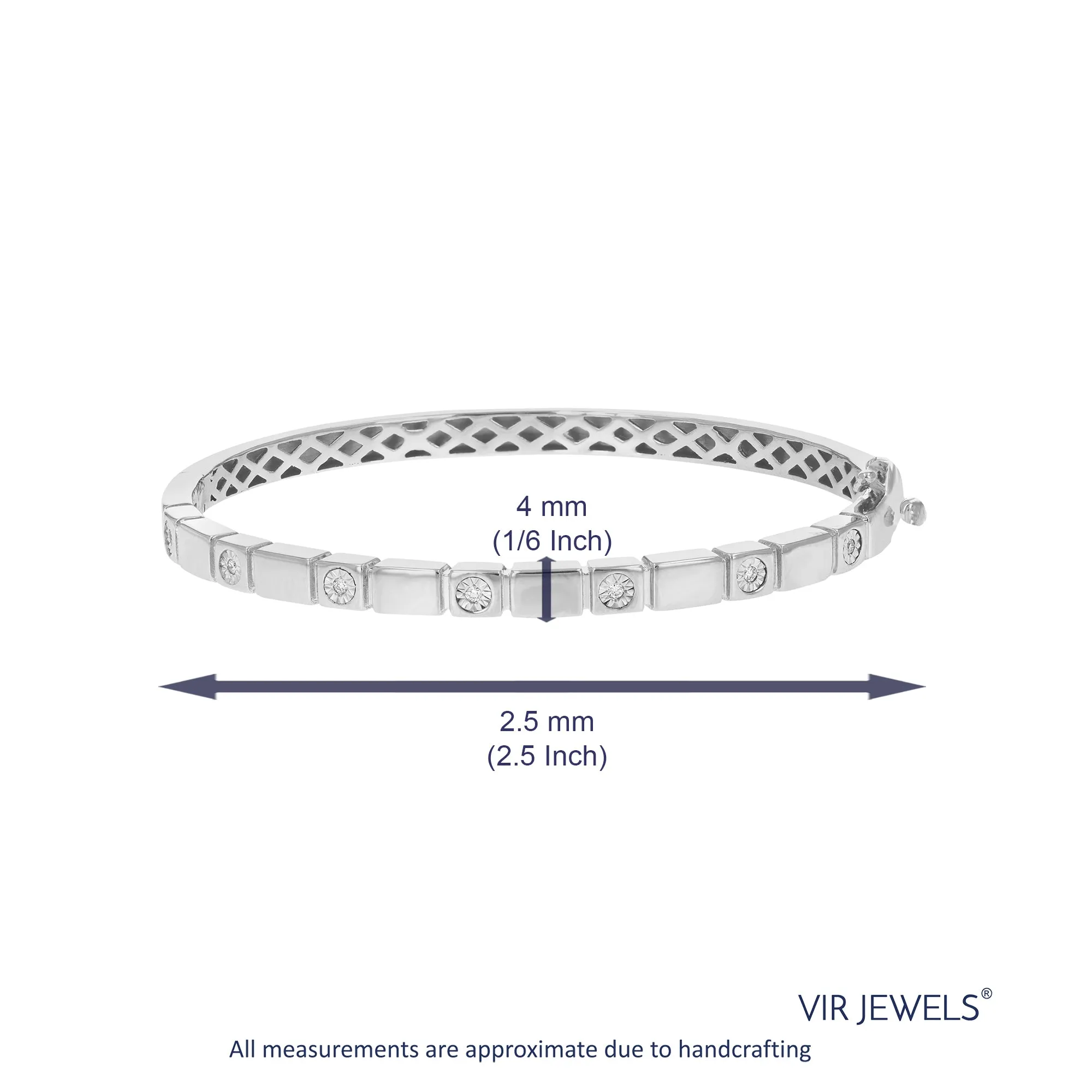 1/12 cttw Round Cut Lab Grown Diamond Bangle Bracelet in .925 Sterling Silver Prong Set