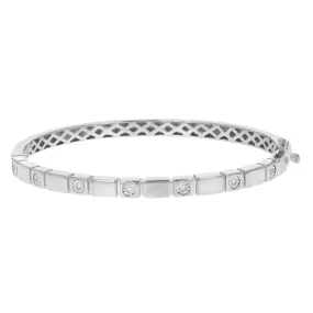 1/12 cttw Round Cut Lab Grown Diamond Bangle Bracelet in .925 Sterling Silver Prong Set