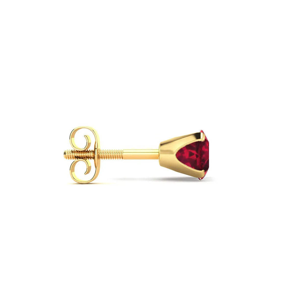 1/3 Carat Ruby Stud Earrings In 14 Karat Yellow Gold Over Sterling Silver