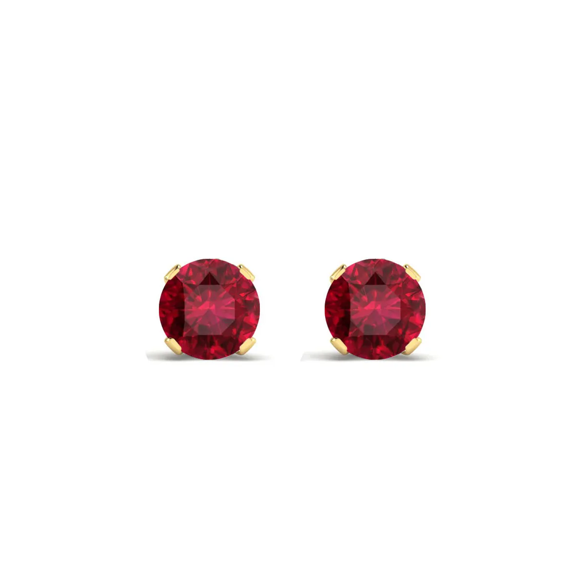 1/3 Carat Ruby Stud Earrings In 14 Karat Yellow Gold Over Sterling Silver