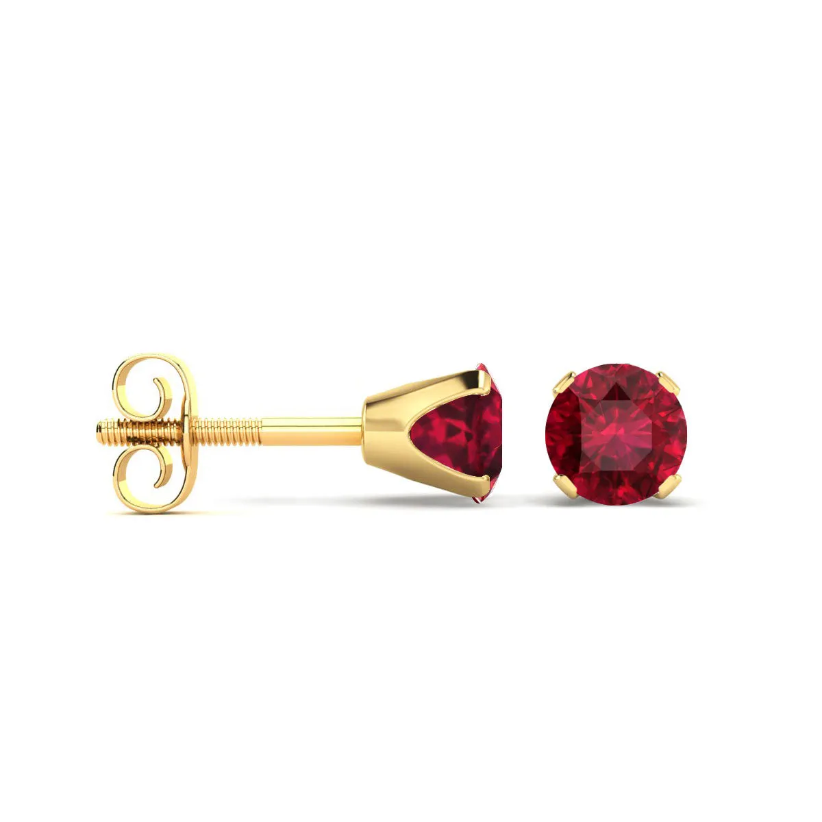 1/3 Carat Ruby Stud Earrings In 14 Karat Yellow Gold Over Sterling Silver