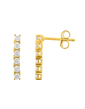 14ct Yellow & White Gold Diamond Drop Earrings - 783638