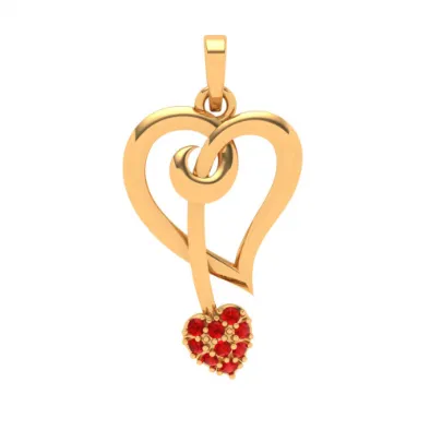 14k Double Heart Themed Gold Locket For Contemporary Look