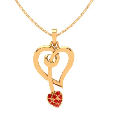 14k Double Heart Themed Gold Locket For Contemporary Look