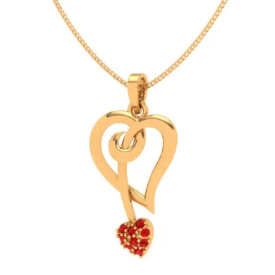 14k Double Heart Themed Gold Locket For Contemporary Look