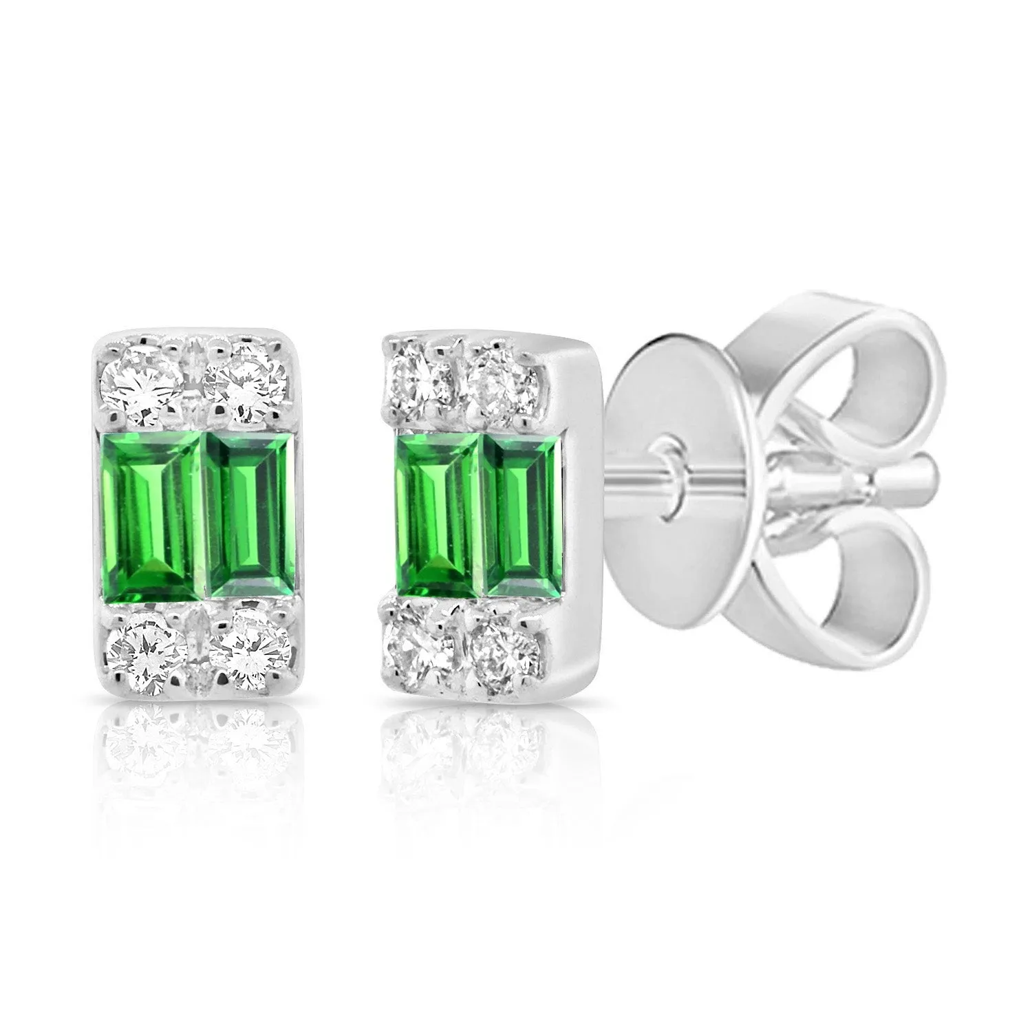 14k Gold Diamond & Tsavorite Stud Earrings