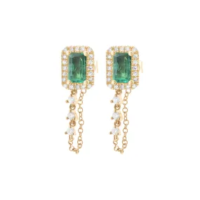 14K GOLD DIAMOND AND EMERALD KINSLEY EARRINGS