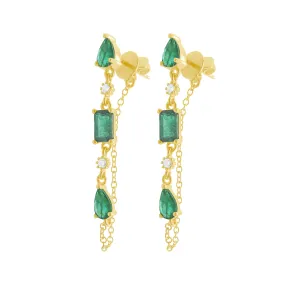 14K GOLD DIAMOND EMERALD SIERRA EARRINGS