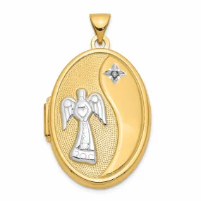 14k Gold Guardian Angel Oval Locket