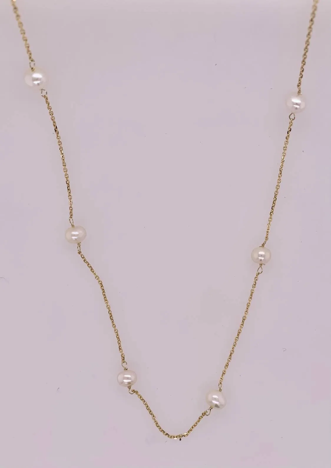 14K Gold Pearl 12-Station Necklace