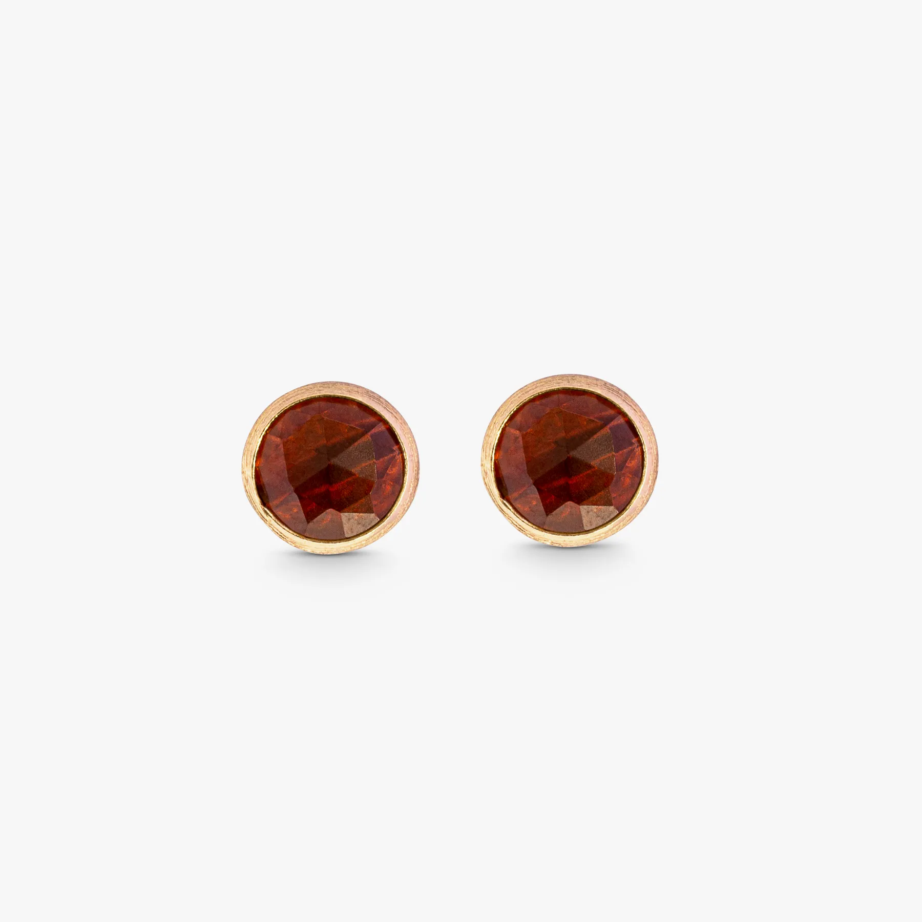 14K satin rose gold Kensington stud earrings with garnet