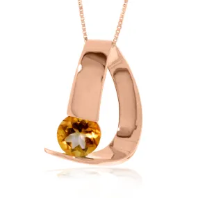 14K Solid Rose Gold Modern Necklace w/ Natural Citrine