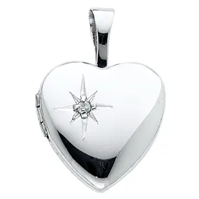 14K WHITE GOLD HEART LOCKET PENDANT