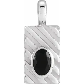 14K White Gold Natural Black Onyx Pendant