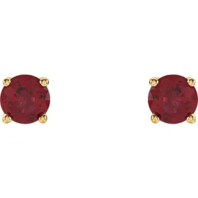 14K Yellow 4 mm Natural Ruby Stud Earrings