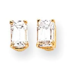 14k Yellow Gold Emerald Cut Cubic Zirconia Earring