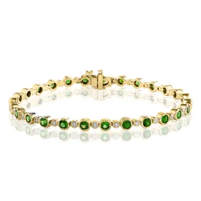 14K YELLOW GOLD EMERALD DIAMOND BRACELET