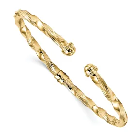 14k Yellow Gold Textured Hinge Cuff Bangle