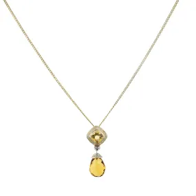 17.00-Carat Briolette Citrine and Diamond Pendant