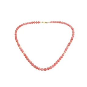 17.5" Rhodochrosite x Gold Beaded Necklace