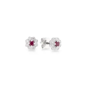 18ct White Gold Ruby and Diamond Earrings