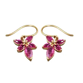 18k Gold Natural Leaf Earrings Ruby Jewelry For Women