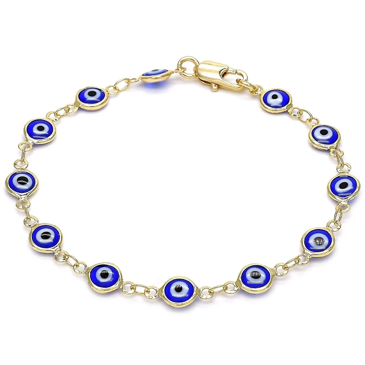 18K WOMENS GOLD High Polish Finsh EVIL EYE BRACELET PROTECTION GOOD LUCK BABY BRACLET WOMEN BRACLET AND ANKLET