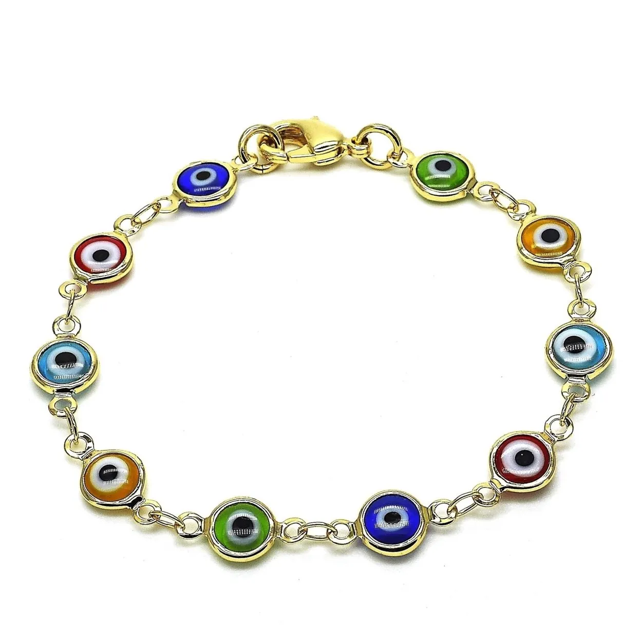 18K WOMENS GOLD High Polish Finsh EVIL EYE BRACELET PROTECTION GOOD LUCK BABY BRACLET WOMEN BRACLET AND ANKLET