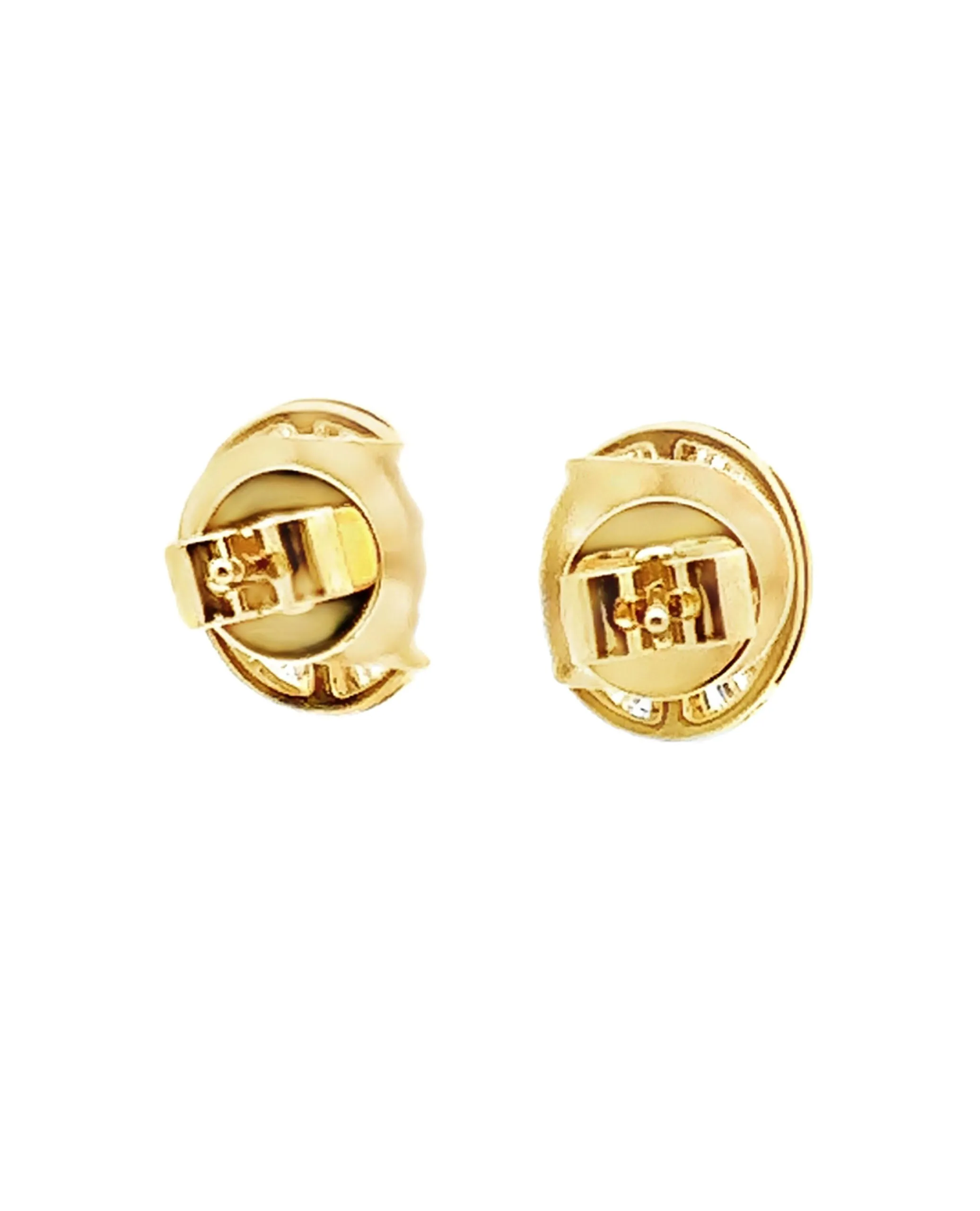 18K Yellow Gold Diamond and Emerald Stud Earrings