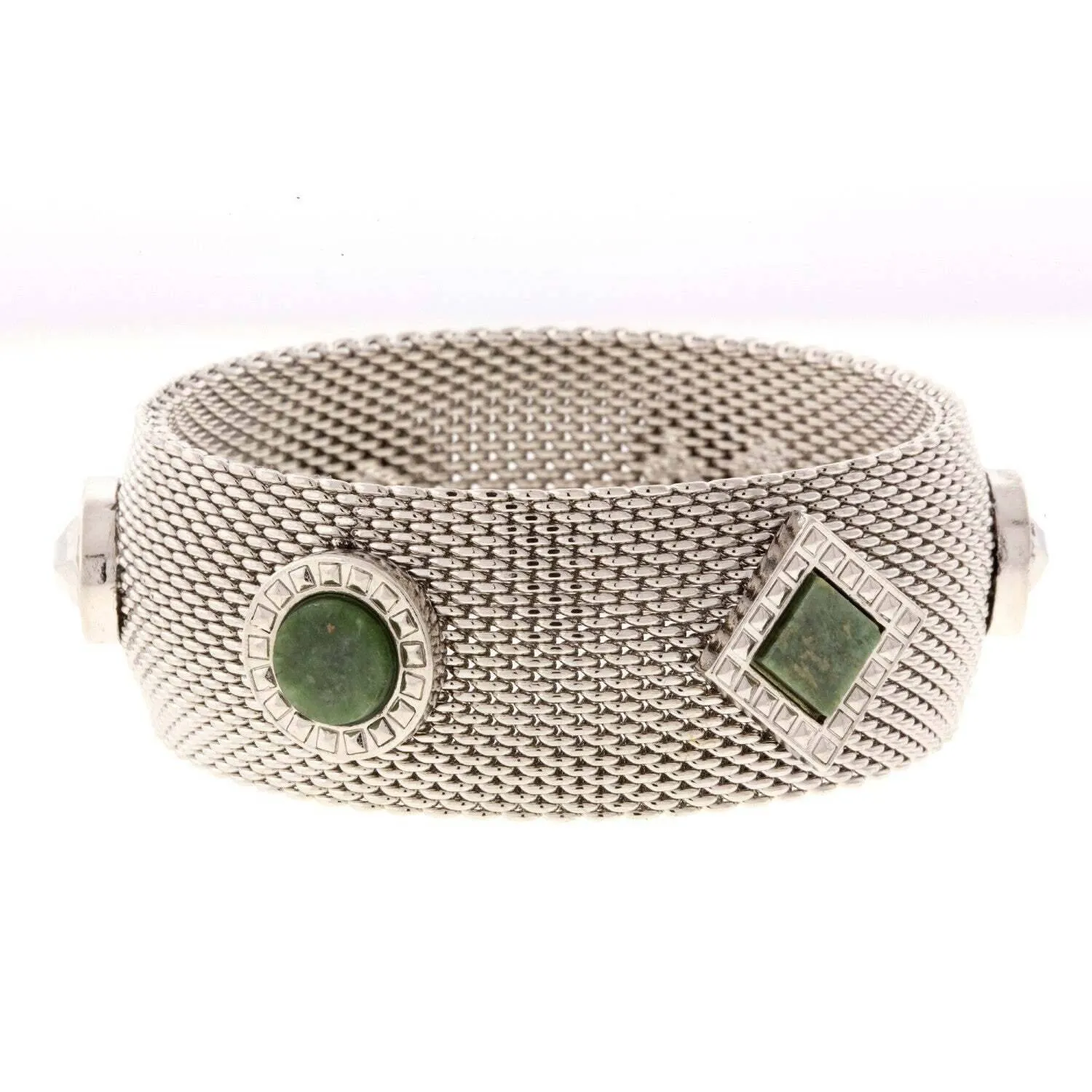 1928 Jewelry Mesh Round And Square Gemstone Bangle Bracelet