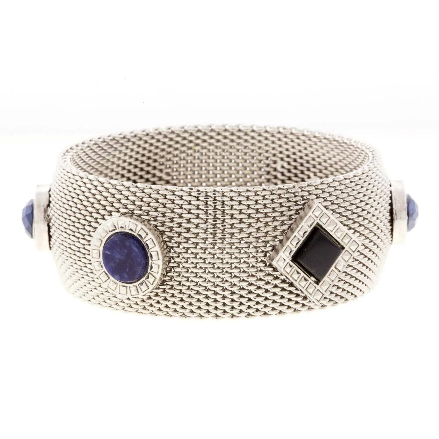 1928 Jewelry Mesh Round And Square Gemstone Bangle Bracelet