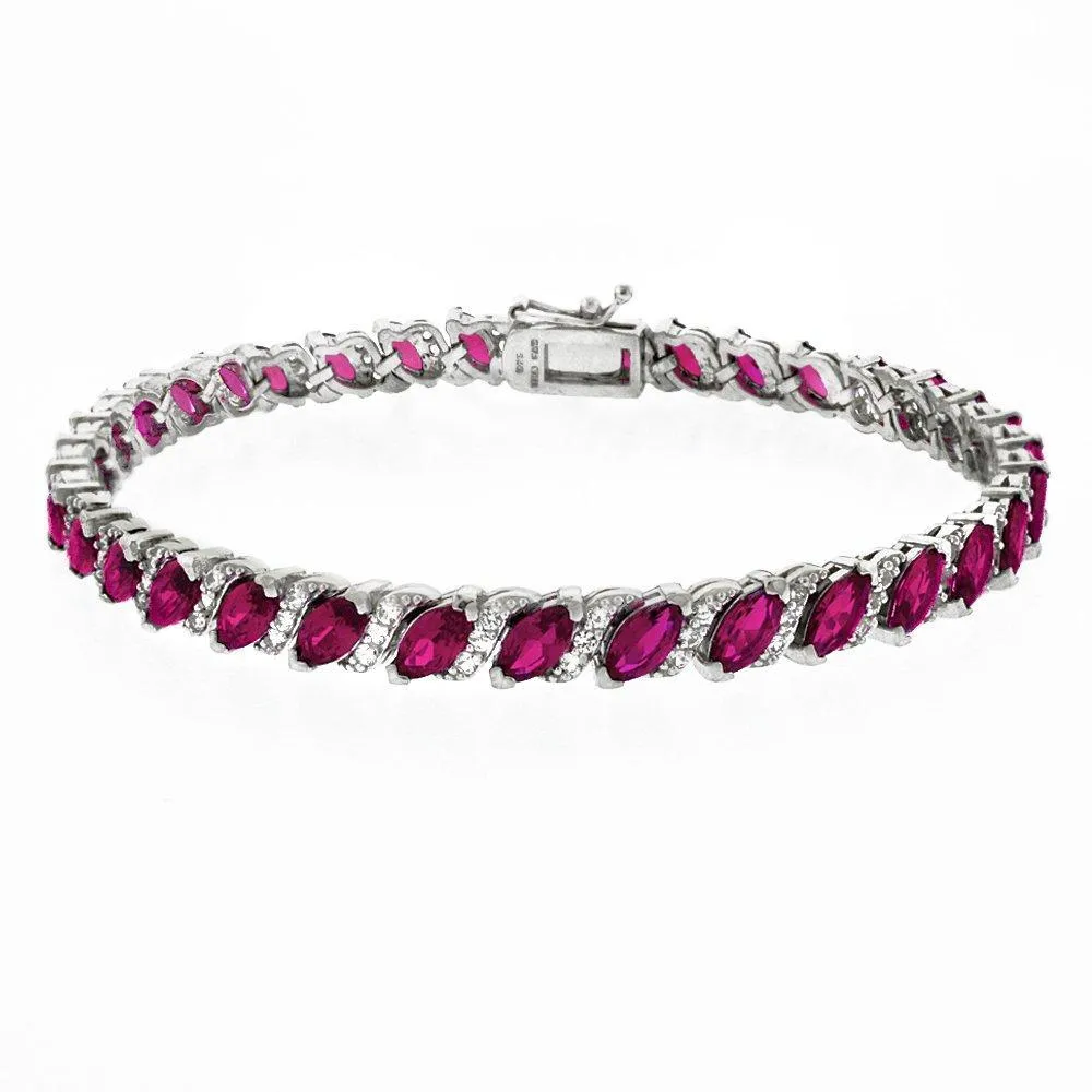 20.00 CT Genuine Pink Topaz Vine Bracelet Embellished with  Crystals