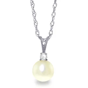 2.05 Carat 14K Solid White Gold Done Is Done Pearl Diamond Necklace