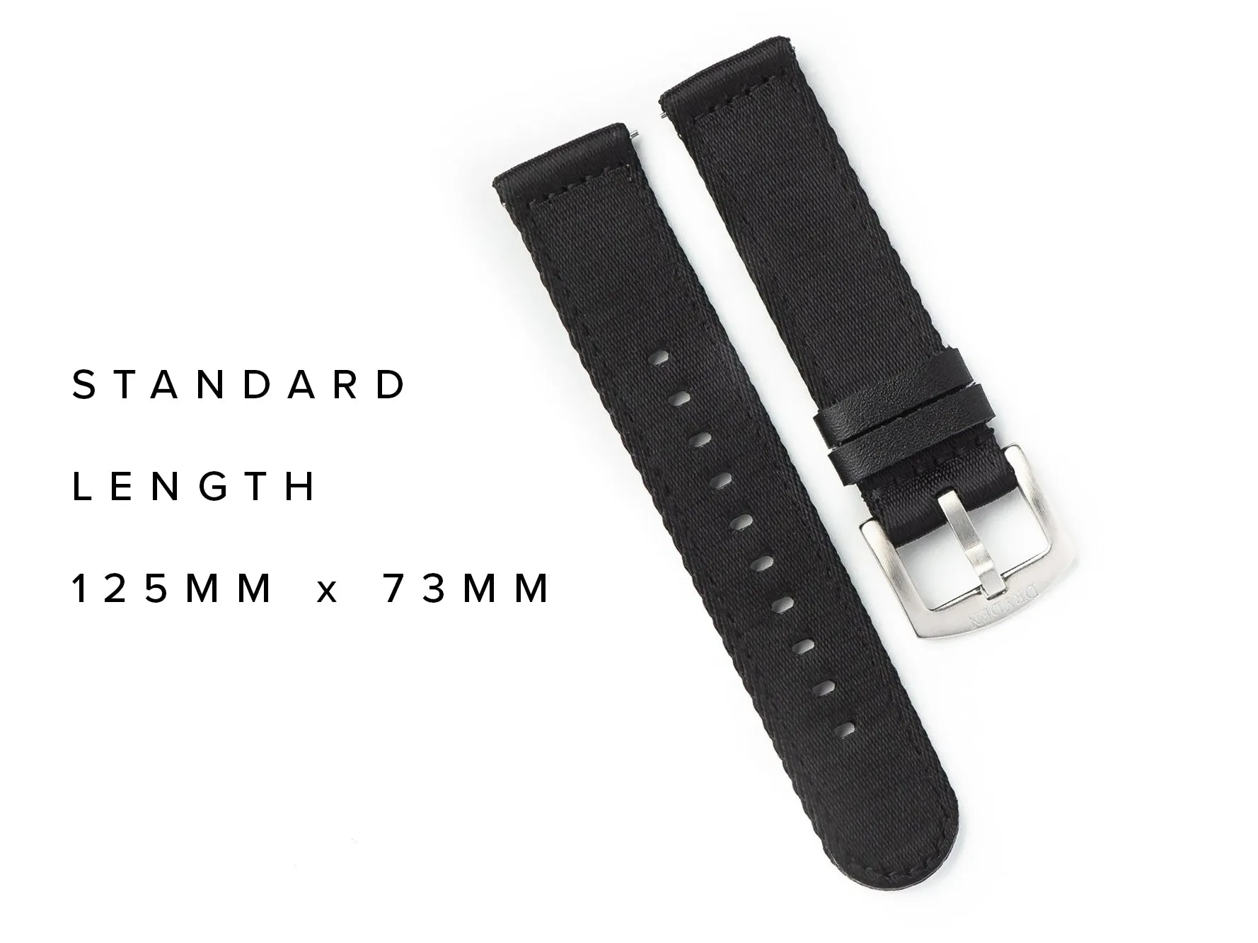 20mm 22mm Quick Release Premium Seat Belt Nylon Watch Strap - Black