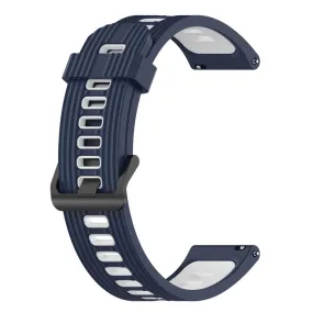 20mm Universal bi-color silicone watch strap - Midnight Blue / White