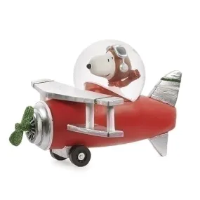 4" Peanuts Snoopy Flying Ace Bi-Plane Water Globe