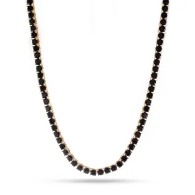 5mm 14K Gold Single Row Onyx Tennis Necklace