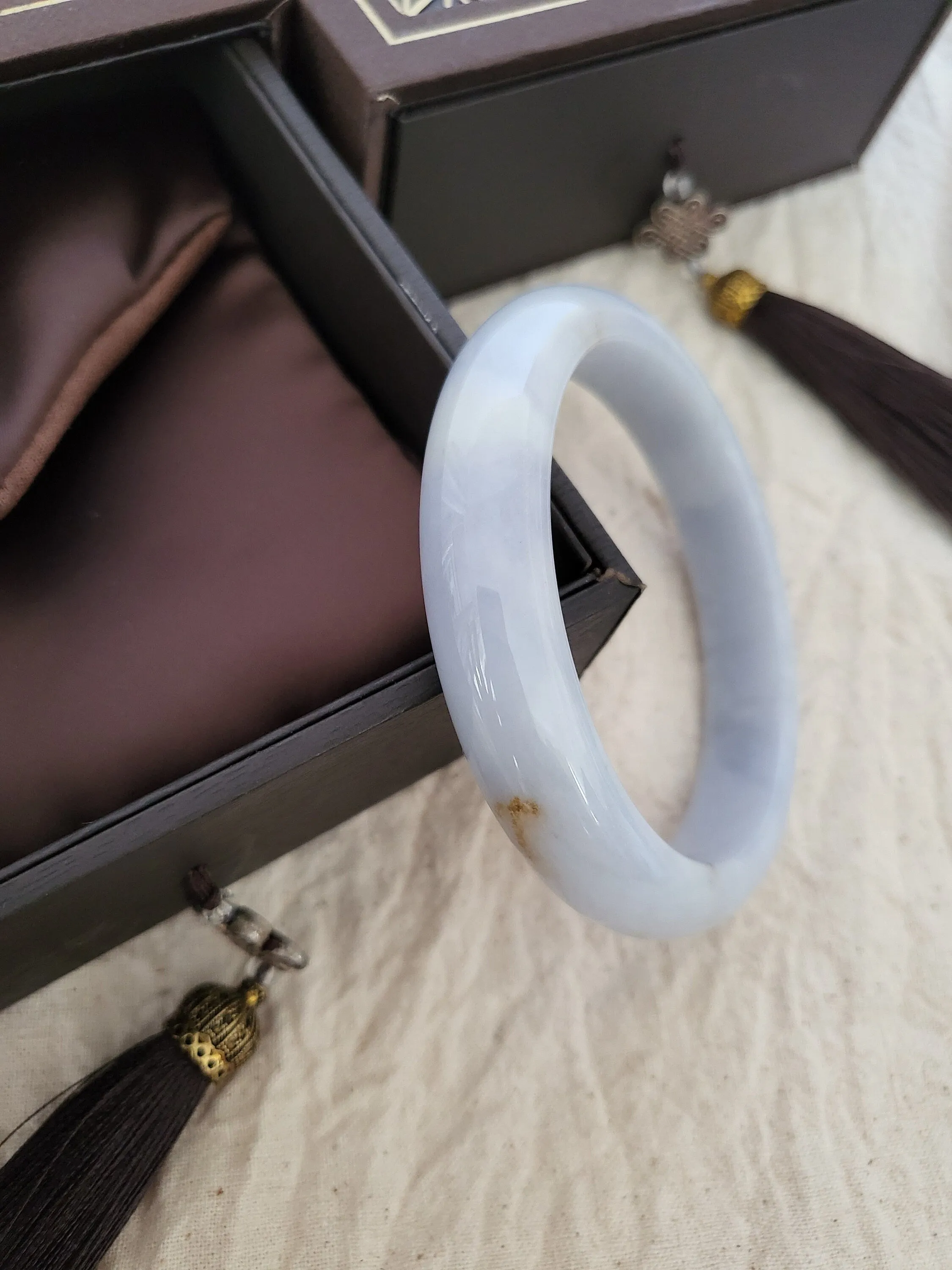 60.7mm Lavender Jadeite Grade A Bangle Natural Burma Jade Purple [LAVENDER DREAMS COLLECTION]