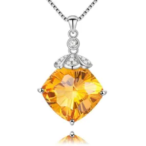 8.0 Ct Cushion Cut Citrine Necklace