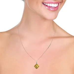 8.75 Carat 14K Solid White Gold Much Is Given Citrine Necklace