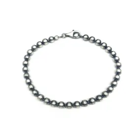 925 Sterling Gun Metal Finish Bead Bracelet 5mm - BSB0010