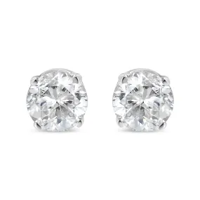 .925 Sterling Silver 1/10 Cttw Round Brilliant-Cut Diamond Classic 4-Prong Stud Earrings (I-J Color, I1-I2 Clarity)