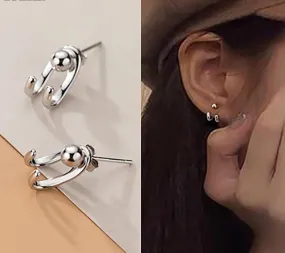 925 Sterling Silver Beads Stud Earrings