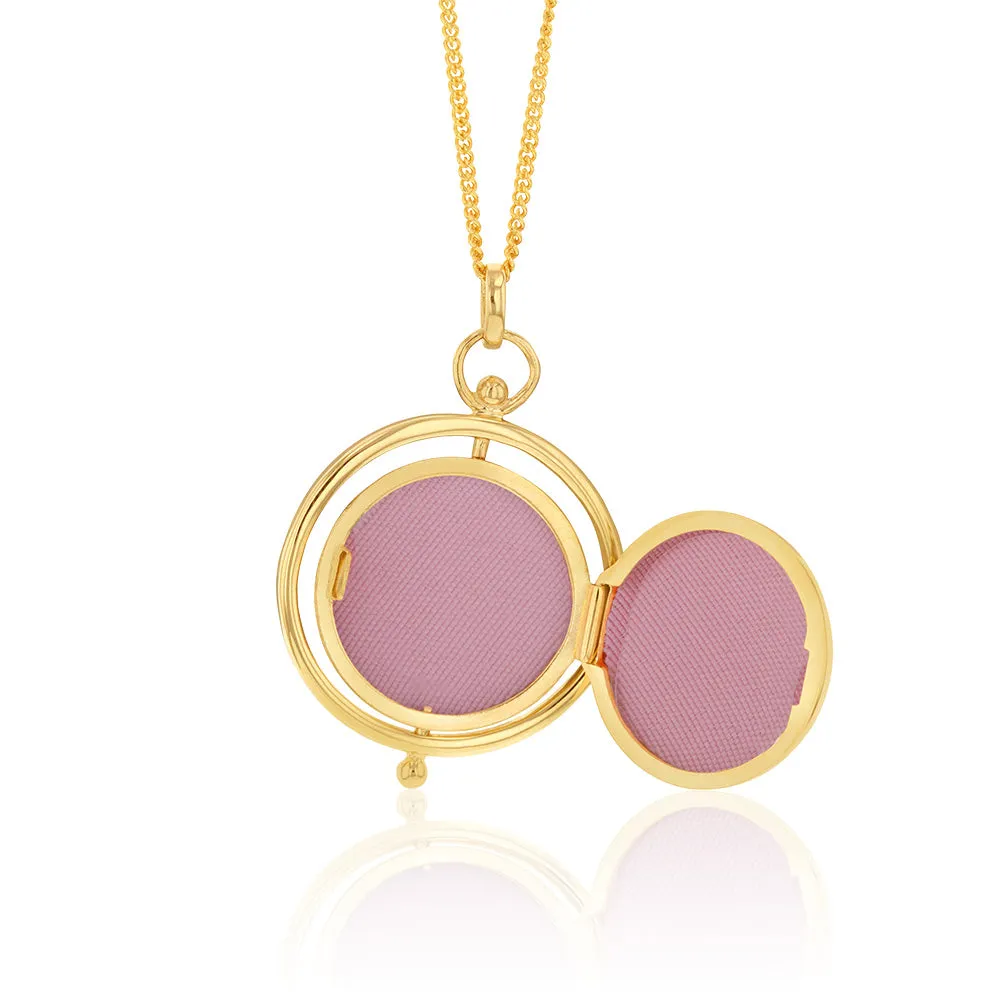 9ct Two Tone Gold Spinner Locket Pendant