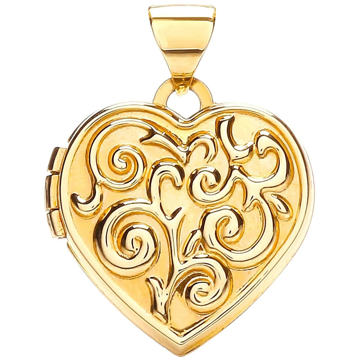 9ct Yellow Gold Love Heart Shaped Locket Pendant Necklace