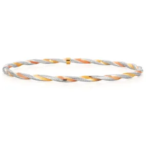 9ct Yellow Gold, White Gold & Rose Gold Twist Bangle