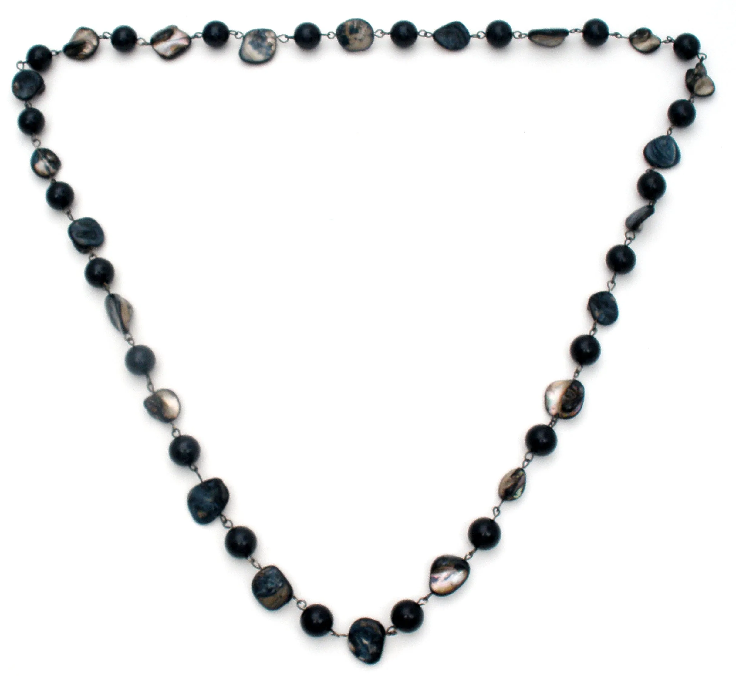 Abalone Shell & Black Onyx Bead Necklace