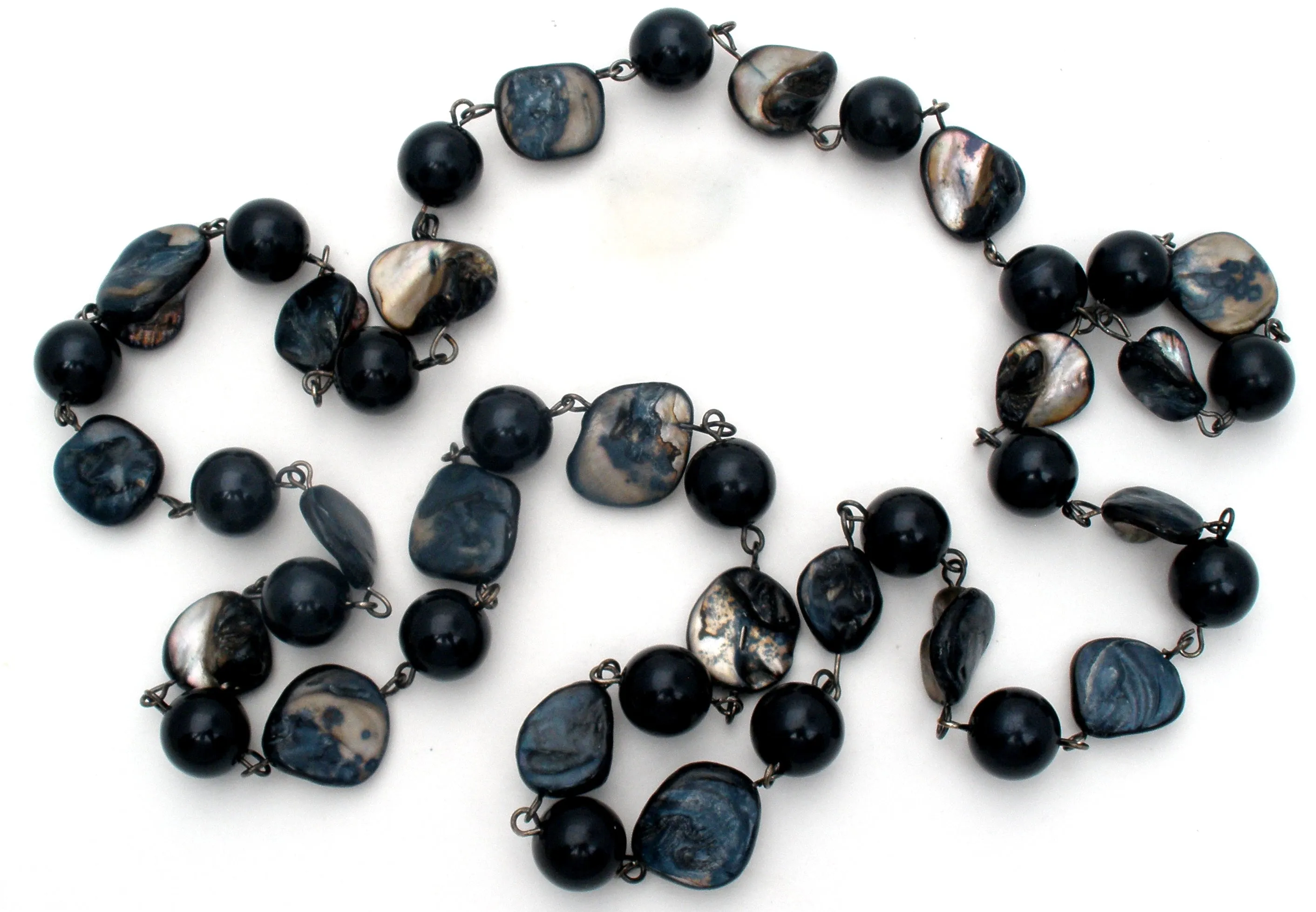 Abalone Shell & Black Onyx Bead Necklace